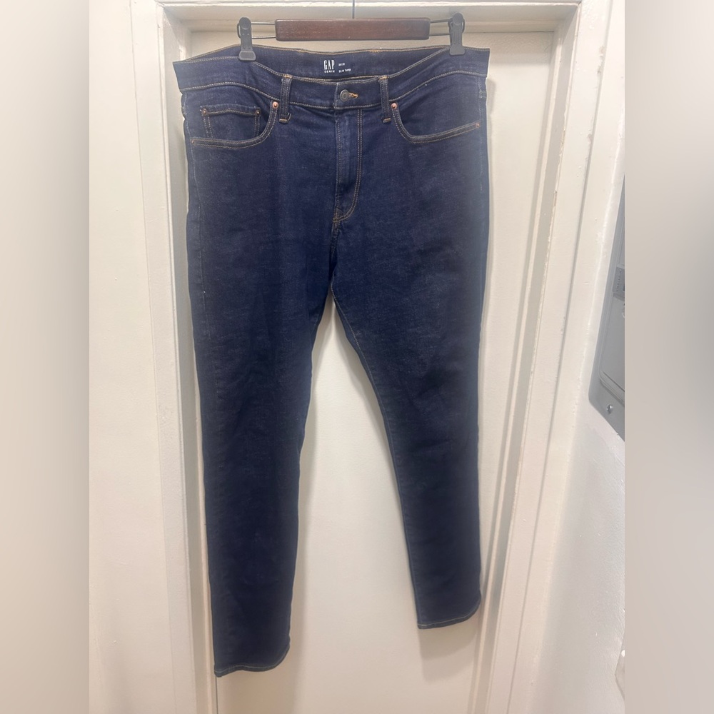 Gap Slim Taper Jeans Men's Size W36 L32 Indigo Dark Blue Smart Casual Classic